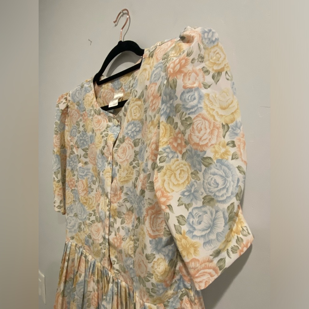 Vintage John Richard women’s pastel floral wiggle peplum dress size 10 petite - Picture 5 of 7